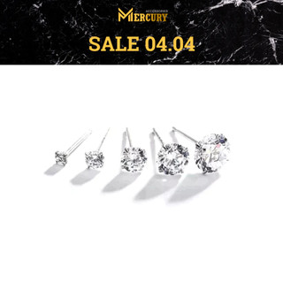 Khuyên tai bạc nam nữ Mercury CZ - Trang sức, phụ kiện thời trang Unisex - Thiết kế đính đá nhân tạo, cá tính