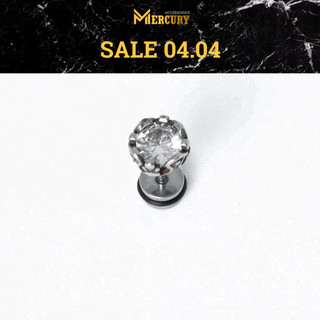 Khuyên tai bấm lỗ Mercury Lục tự hoa sen - Thiết kế họa tiết hoa sen, đính đá Cz Cubic