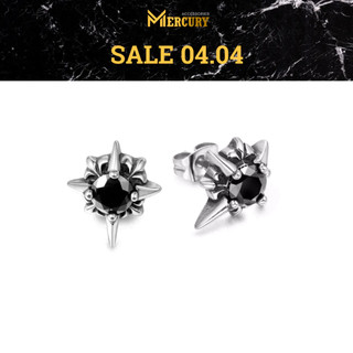 Khuyên tai bấm lỗ nam Mercury Black Star - Trang sức, Phụ kiện thời trang Unisex - Thiết kế đính đá, cá tính
