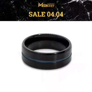 Nhẫn nam/nữ Mercury Black - Blue Line - Trang sức, phụ kiện đeo tay thời trang - Thiết kế Basic