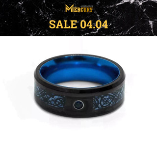Nhẫn nam Atlantic Dragon Mercury - Trang sức, phụ kiện đeo tay thời trang - Thiết kế họa tiết hoa văn Rồng xanh dương