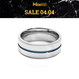 Nhẫn nam/nữ Mercury Silver - Blue Line - Trang sức, phụ kiện đeo tay thời trang - Thiết kế Basic, tối giản, cá tính