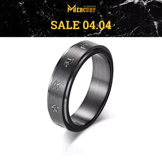 Nhẫn nam Mercury Lục Tự Đen xoay - Trang sức, phụ kiện đeo tay thời trang - Thiết kế họa tiết Lục tự, đơn giản