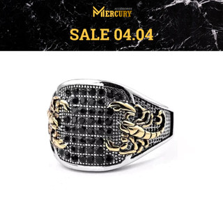 Nhẫn nam Mercury Scorpion - Trang sức, phụ kiện đeo tay thời trang- Thiết kế gắn đá Zirconia đen họa tiết bọ cạp