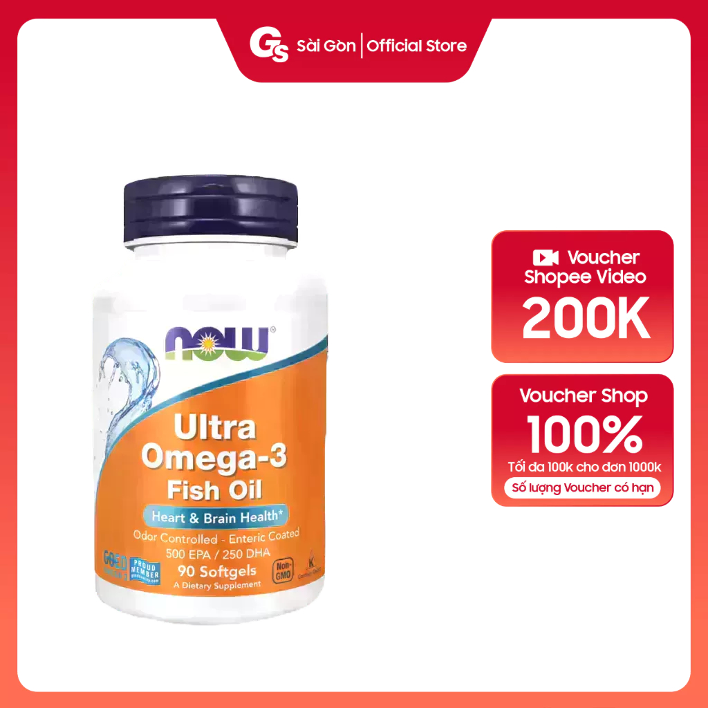 Viên uống Vitamin Now Ultra Omega-3 500 EPA/250 DHA nhập khẩu Mỹ bảo vệ mắt, trí não, đẹp da