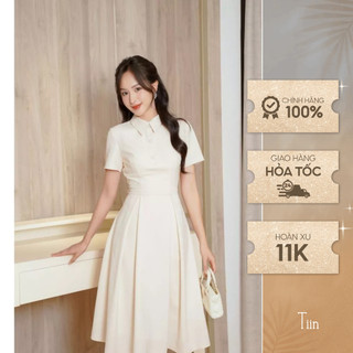 Váy cổ đức bổ trụ đầm thiết kế kèm đai eo phong cách tiểu thư sang chảnh TIINSTORE VHN935