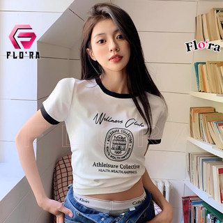 Áo Croptop Nữ WELLNESS VIỀN Chất Thun Borip Kiểu In Hình Sexy, Áo Thun  Ôm Body Đẹp Tôn Dáng Flo'ra
