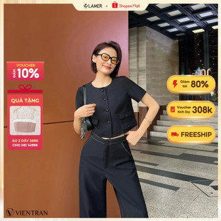 Áo Đờ Mi VIEN TRAN Ngắn Tay Nắp Túi Giả V65D23Q028