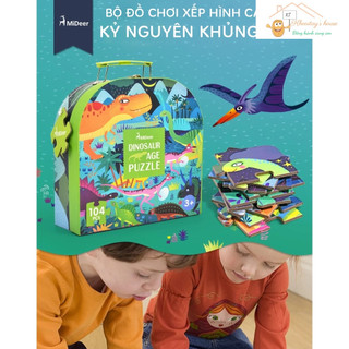 Đồ Chơi Xếp Hình Khủng Long 104 Mảnh Dinosaur Age Mideer Vali Gift Box Puzzle