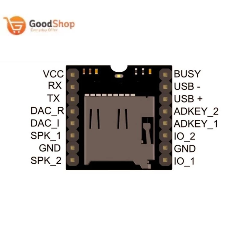 Module DFPLAYER MP3 Mini - Mạch Phát Âm Thanh MP3 Kết Hợp Amply cho loa 3W - giao tiếp với Arduino, ESP32... MCU