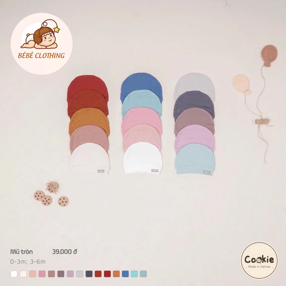 ⚜️ COOKIE ⚜️ Mũ tròn sơ sinh COOKIE size 0-6m