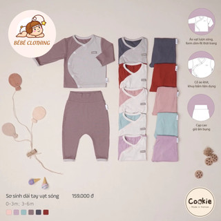 ⚜️ cookie ⚜️ bộ sơ sinh cookie dài tay vạt sóng 0-3m & 3-6m