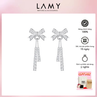  Khuyên tai bạc nữ LAMY Elegant Bow Earrings Silver 3175 - Khuyên tai bạc ta 