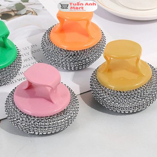 Cọ xoong nồi búi sắt không rỉ siêu bền có tay cầm