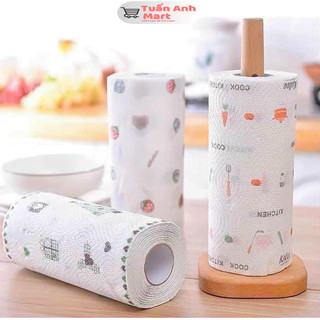 Khăn giấy lau đa năng lau bếp, lau tay cuộn trắng có thể giặt được và tái sử dụng cỡ 20cm