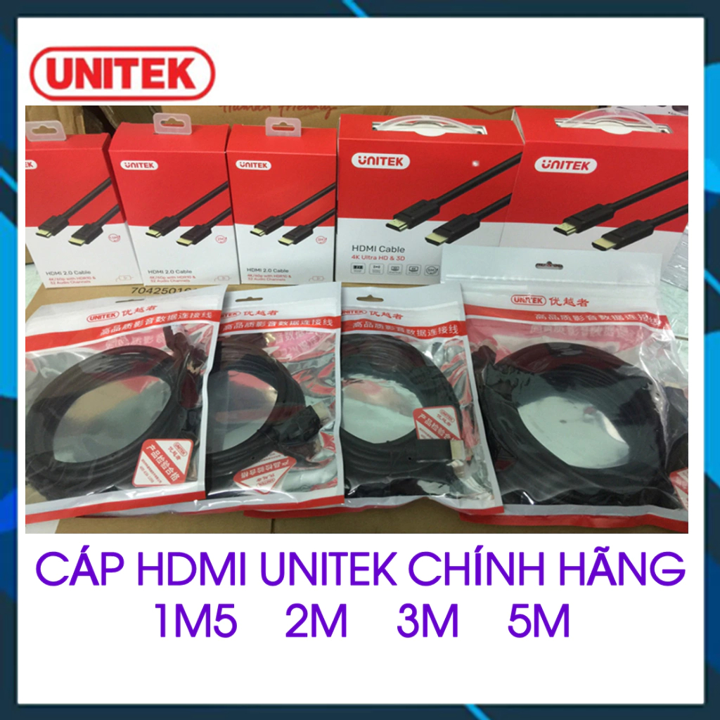 ✨ Cáp HDMI UNITEK Ultra 4k 1,5M/ 2m/ 3M/ 5M- Chống Nhiễu Cực Tốt- Bảo hành 12 tháng