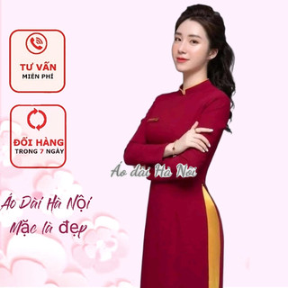 Áo dài may sẵn màu đỏ đô sang trọng - Áo Dài Hà Nội