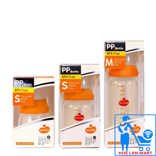 Bình sữa wesser pp bottle nano cổ rộng 140ml, 180ml, 260ml