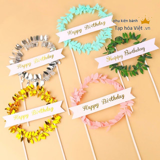 Vòng Nguyệt Quế Happy Birthday trang trí bánh sinh nhật, nguyệt quế giấy trang trí