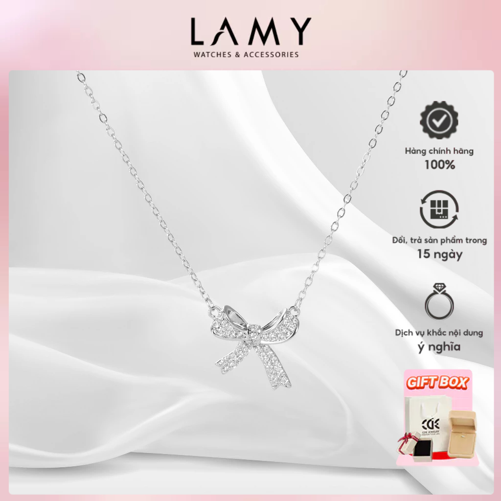 Dây chuyền bạc nữ CDE Bow Necklace Silver CDE601902 - Bạc cao cấp