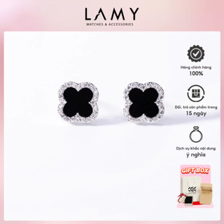Khuyên tai nữ cde four leaf cỏ 4 lá đính đá earrings silver cde3196sv