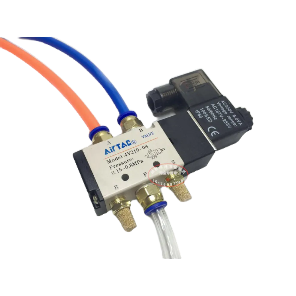 ATS-Bộ van điện từ 4v210-08 chính hãng sẵn cút nối ống như hình