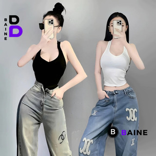 Áo Thun BA LỖ CỔ TIM DÁNG DÀI Nữ, Áo Babytee Kiểu Trơn Hở Lưng Chất Thun Gân BAINE
