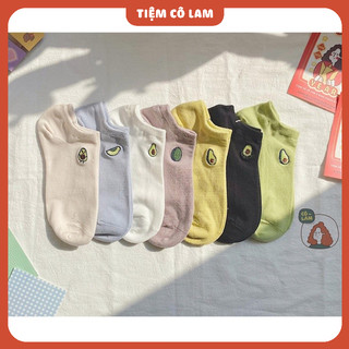 [Tiệm vớ cô Lam] Tất vớ cổ ngắn thêu hình trái bơ xinh