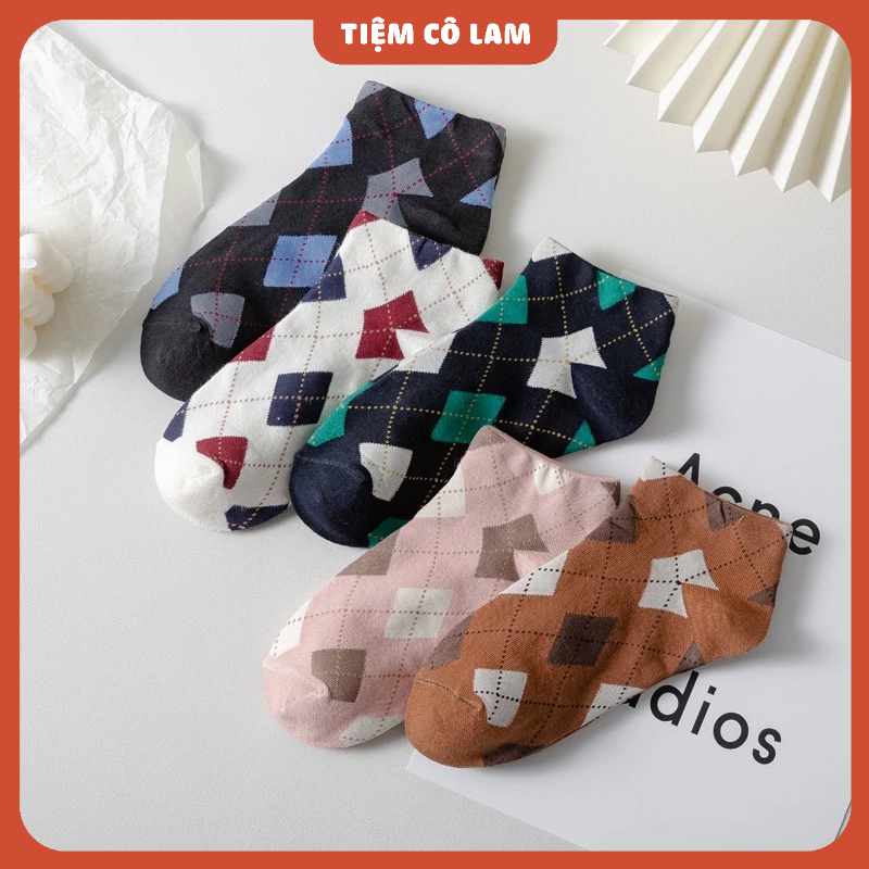 [CỔ THẤP] Tất họa tiết quả trám [Tiệm vớ cô Lam]
