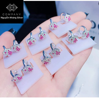 1 đôi khuyên tại bạc hình mèo kitty cho bé, dáng tròn