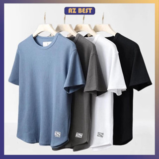 Áo Phông Nam Thêu Logo Cá Tính, Áo Cộc Tay Cổ Tròn Chất Cotton Tổ Ong 2024 - AZ.BEST