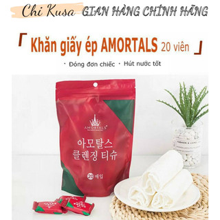Gói 20 Viên Khăn Nén Rửa Mặt Hàn Quốc Hình Viên Kẹo Siêu Tiện Lợi Và Sạch Sẽ (Viên Tròn)