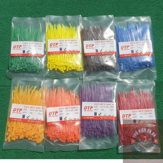 Dây rút nhựa màu 1 tấc - dây thít 10cm cột chân gà, chân chim, 100 sợi / 1 bịch