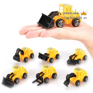 Bộ 6 xe Máy Xúc trang trí bánh, bộ công trường trang trí