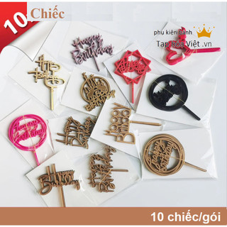 [Cỡ To] Túi 10 Meka trang trí bánh sinh nhật, Mica cắm bánh kem