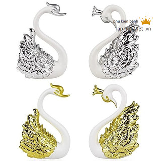 Bộ 2 Thiên Nga Nhũ trang trí bánh sinh nhật, thiên nga trang trí bánh