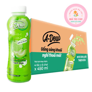 Thùng 24 chai nước dưa lưới thạch dừa a-dew/ chai 450ml