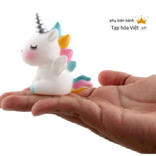 Ngựa 1 sừng trang trí bánh (không cánh), kì lân ngồi dễ thương, ngựa Unicorn