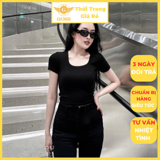 Áo Thun Nữ Ngắn Tay Freesize Cổ Tròn Trơn Màu Dáng Ôm Cá Tính GOSS GA180 Áo Phông Nữ Đi Chơi Hottrend Basic Mùa Hè