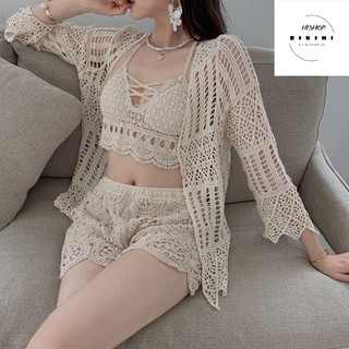 11-Sét bikini ren đi biển 3 món, đồ bơi kín đáo ( CÓ BÁN RỜI)