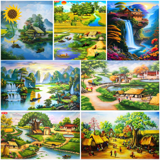 (Sỉ - Có Sẵn Dụng Cụ) Tranh Đính Đá 5D Tự Hoàn Thành - Tranh Đính Đá Phong Cảnh Kích Thước 40x30cm