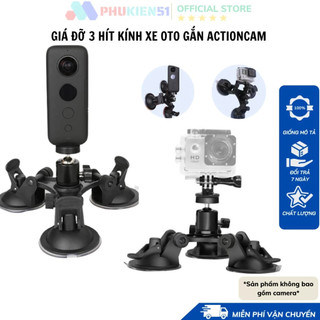 Đế hít kính ba chân hút kính cho Actioncam, Gopro, Insta360 , bề mặt phẳng cho Actioncam, Gopro, Insta360