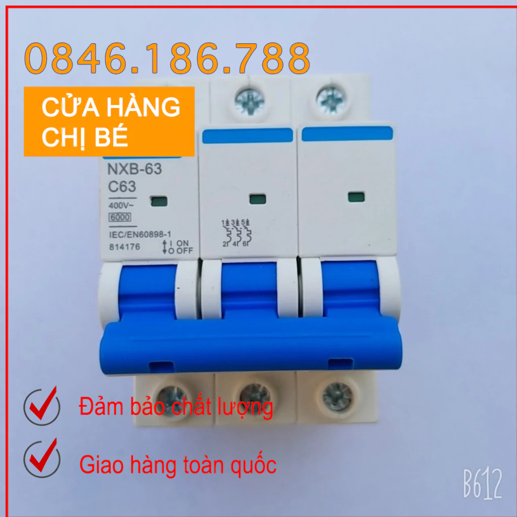 Aptomat MCB Chint NXB-63 32A, 40A, 63A át cài 2P/3P