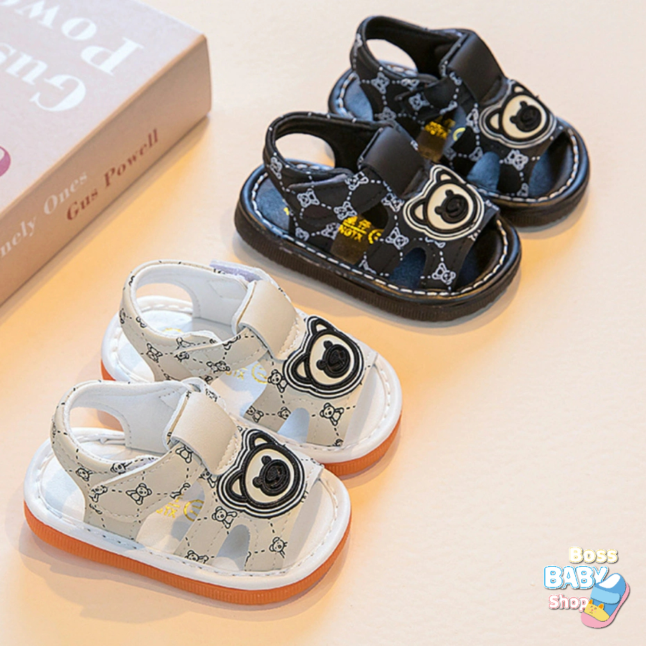 Dép Sandal Tập Đi Có Kèn Cho Bé Đế Mềm Êm Thoáng Khí Họa Tiết Gấu Thời Trang (T07)