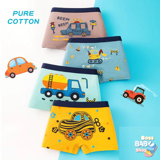 SET 4 Quần sịp bé trai boxer vải cotton và thun co dãn mềm mát hoạ tiết hoạt hình ngộ nghĩng  (Sip boxer 10xx )