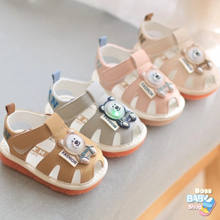 Dép Sandal Tập Đi Cho Bé 0-2 Tuổi Có Kèn Họa Tiết Gấu Phát Sáng Đế Mềm Siêu Êm ( MK77 )