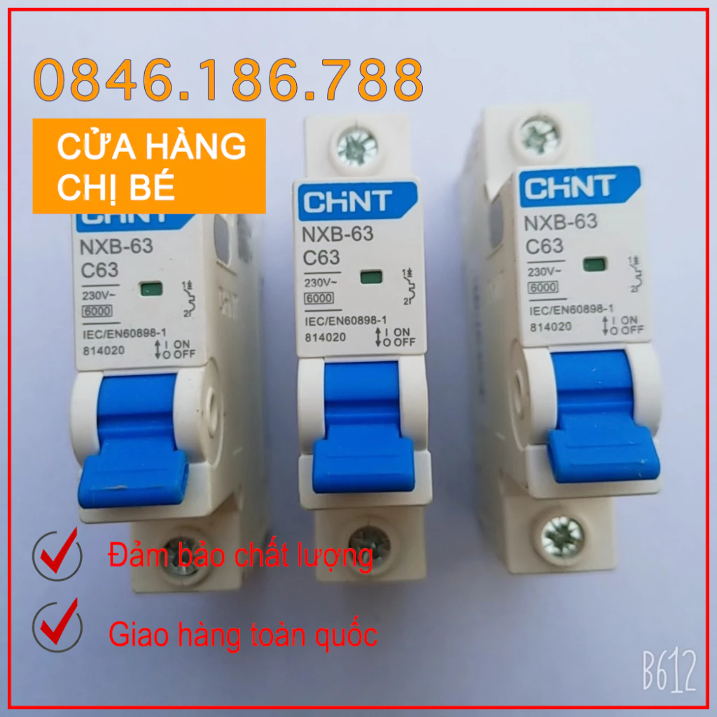 Aptomat MCB Chint NXB-63 32A, 40A, 63A át cài 2P/3P