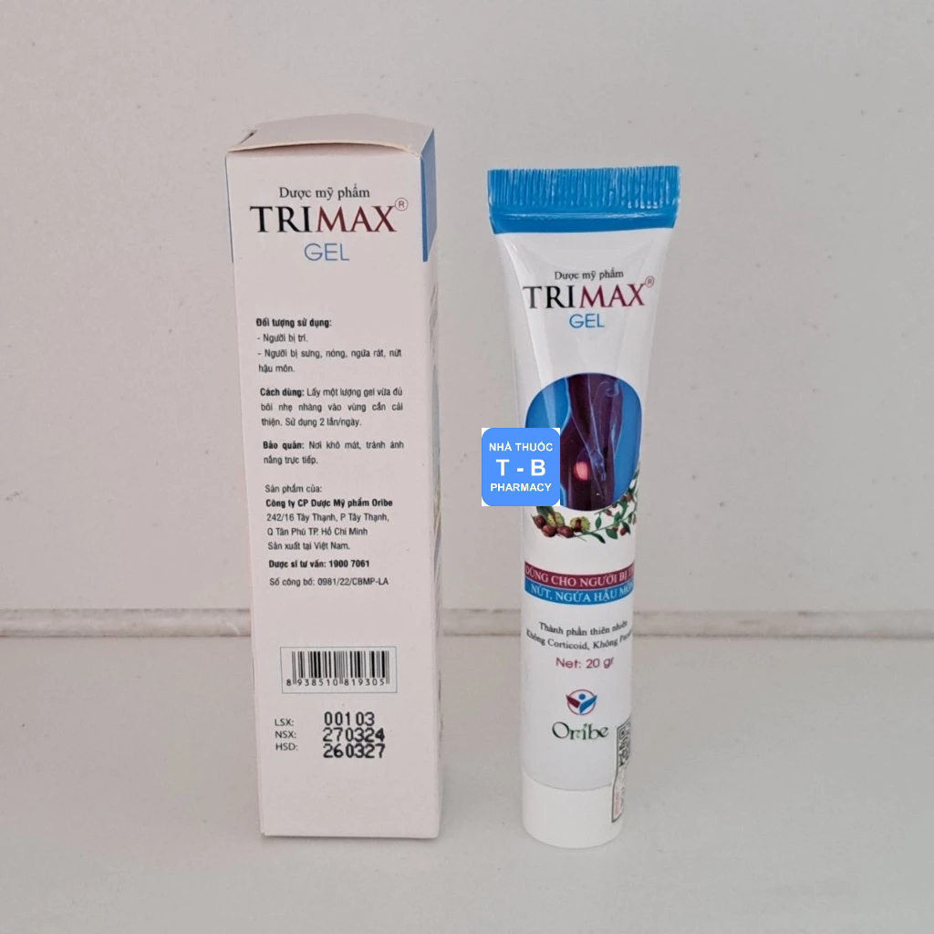 Gel bôi da Trimax che tên sản phẩm dùng cho người bị trĩ - Tuýp 20g