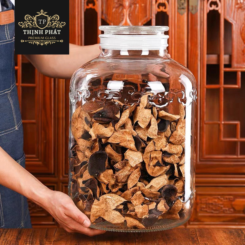 Bình thủy tinh ngâm rượu, ngâm hoa quả nắp mài cao cấp (Từ 5L tới 30L chỉ giao hỏa tốc) không vòi