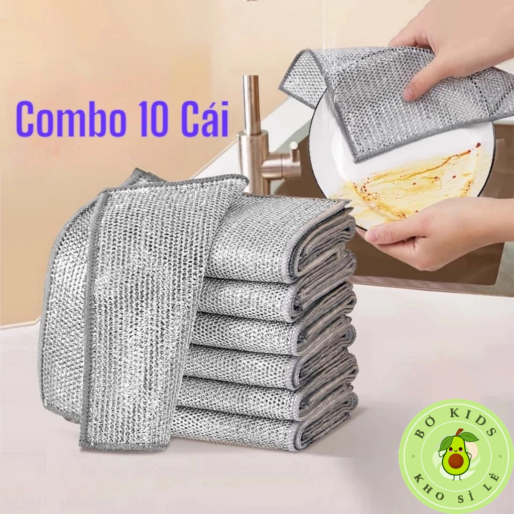 COMBO 10 Chiếc Giẻ Lau Bếp Dây Kim Loại Lau Bồn Rửa Chén Cọ Rửa Xoong Nồi Chén Bát, Tấm Cọ Rửa bếp